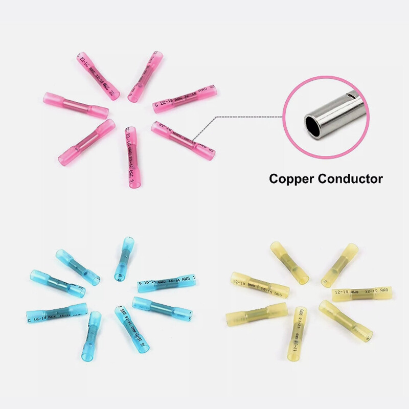 500PCS Waterproof Heat Shrink Butt Splice Wire Connectors Crimp Terminals Kits