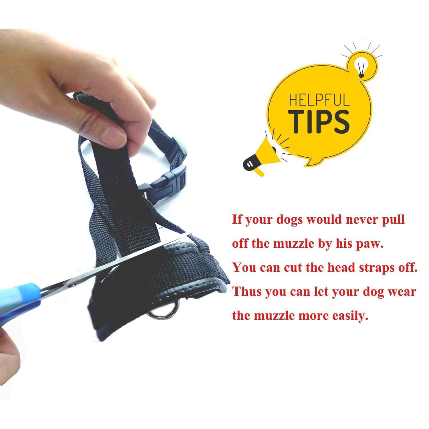Head Strap Dog Muzzle Prevent from Taking Off by Paws for S, Red-New