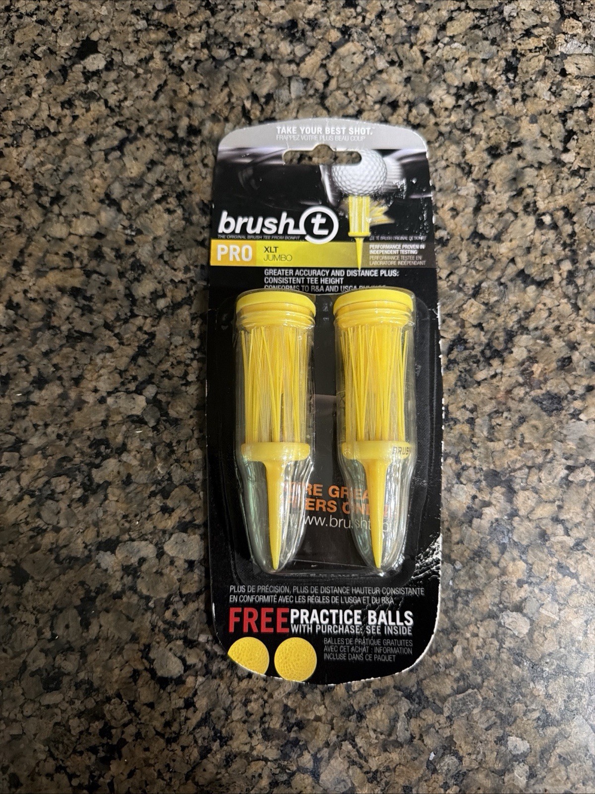 Brush-T Pro XLT Jumbo Golf Tees 2 Pack Yellow
