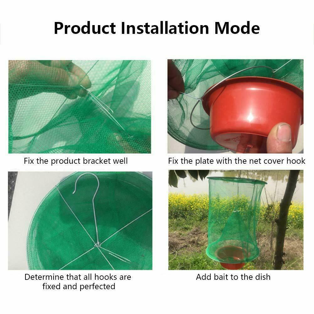 2 PACK The Ranch Fly Trap Reusable Fly Killer Cage Net Trap Pest Bug Catcher US