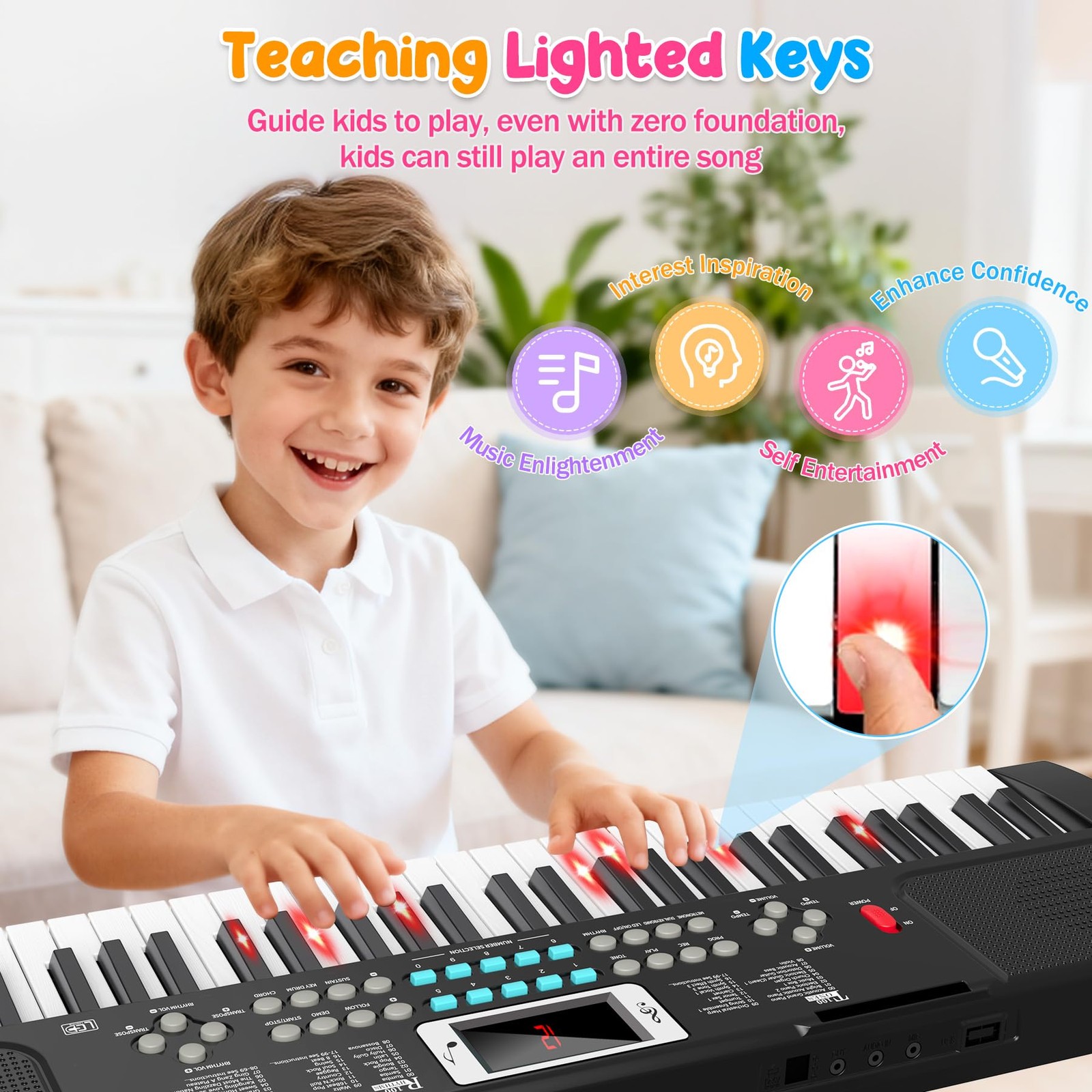 TWFRIC Kid Piano Keyboard Black