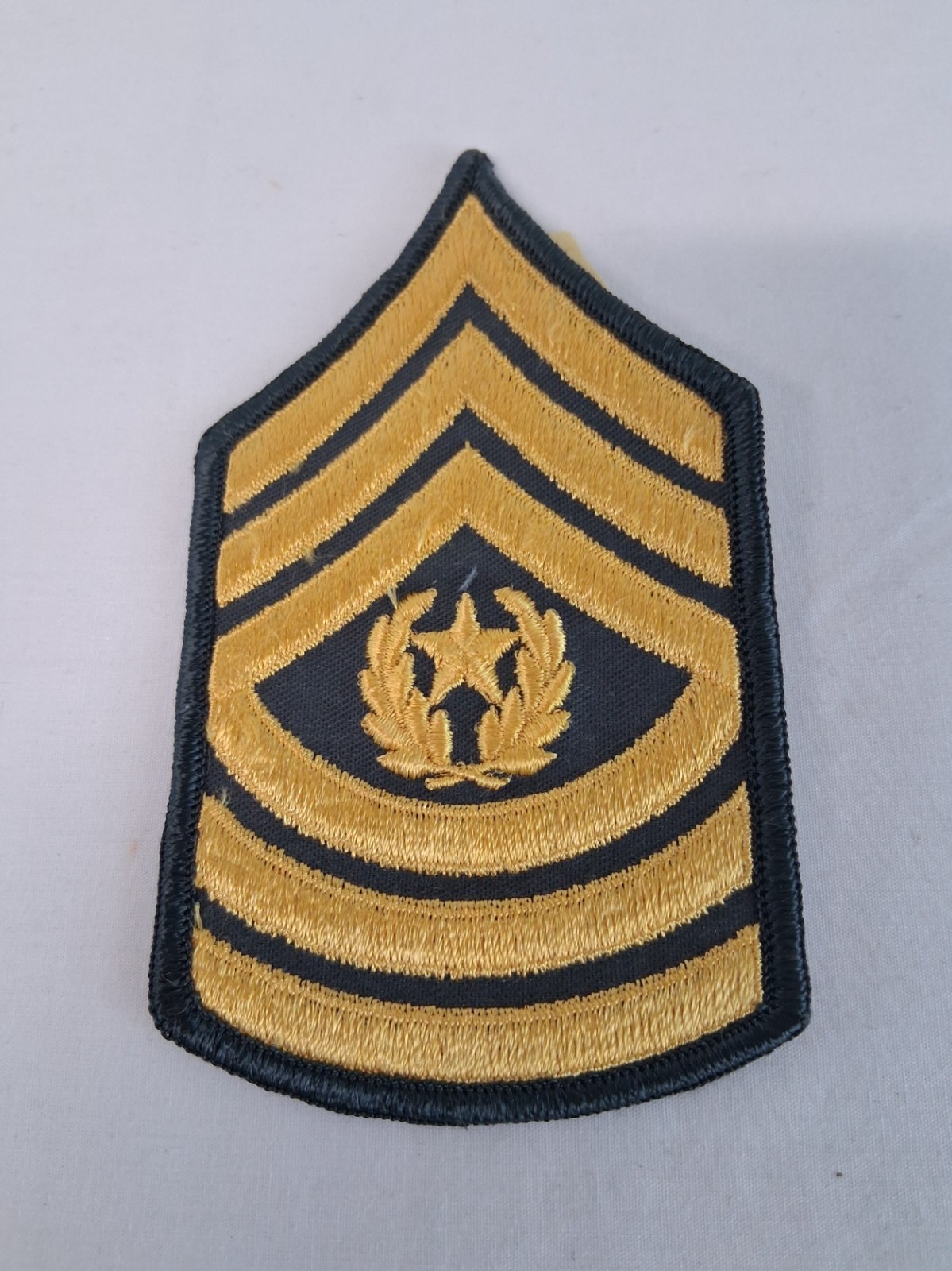 US Army Command Sergeant Major Patch Gold OD Green Embroidered Rank Insignia NOS