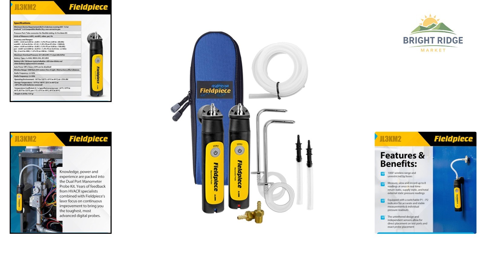 Dual Port Manometer Probe Kit with Wireless Range for HVAC Pressure Measurement