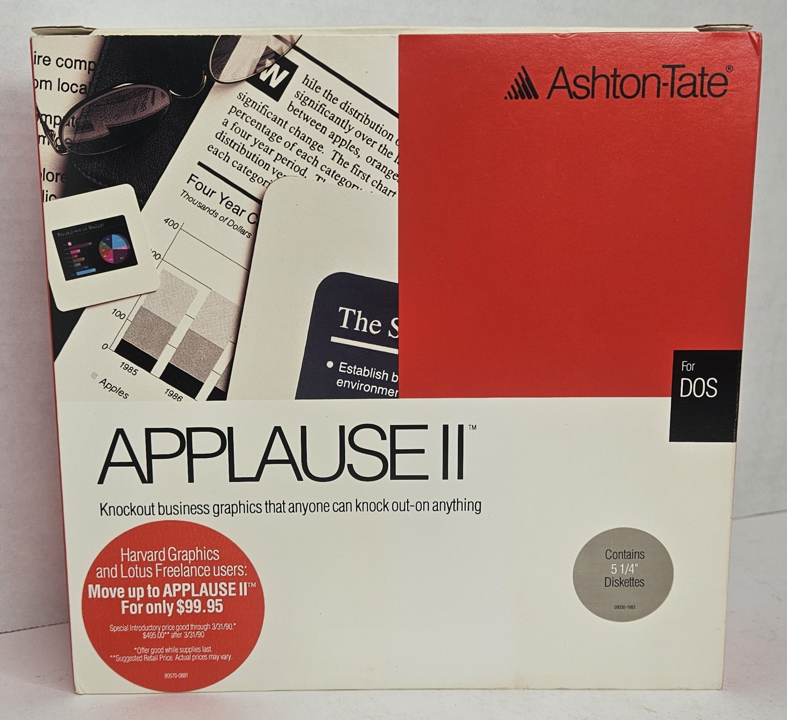 1989 NEW Ashton-Tate APPLAUSE II 2 Software for DOS Vintage NOS NIB