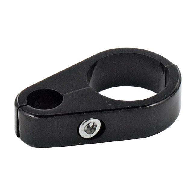 Black clutch cable clamp fits 1 1/4" Tubing Harley-Davidson Frames etc 910598