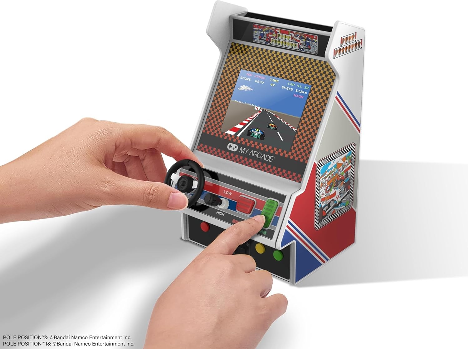 Pole Position Racing Player: Retro Mini Arcade Game Console with 2 Games. Real R