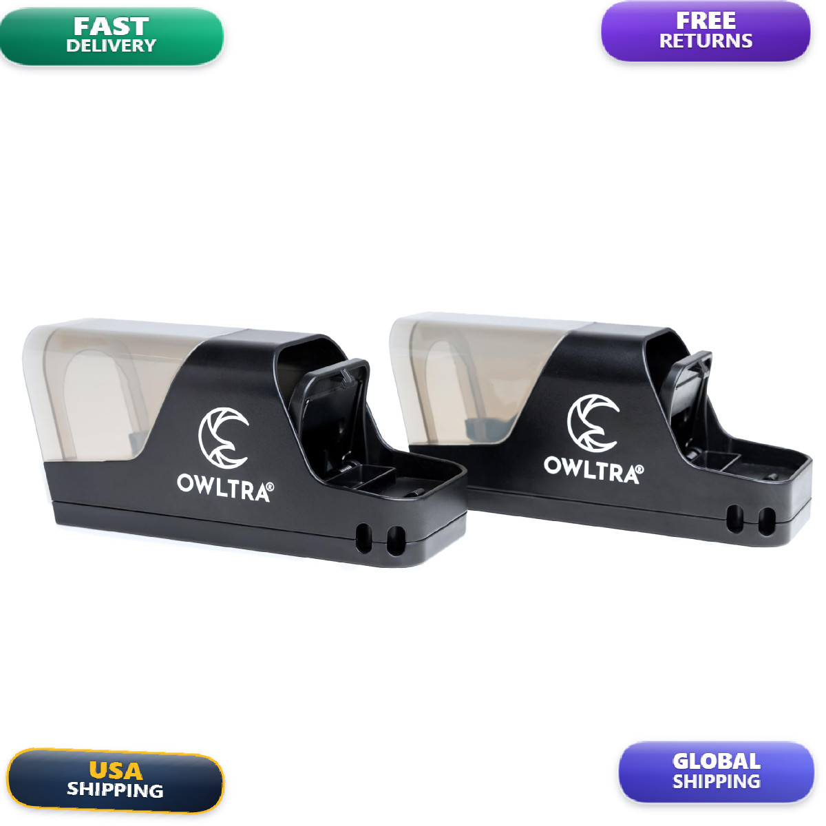 Owltra In-/Outdoor Safe Extra Large Plastic Tunnel Snap Rat Trap 2Pcs Instant