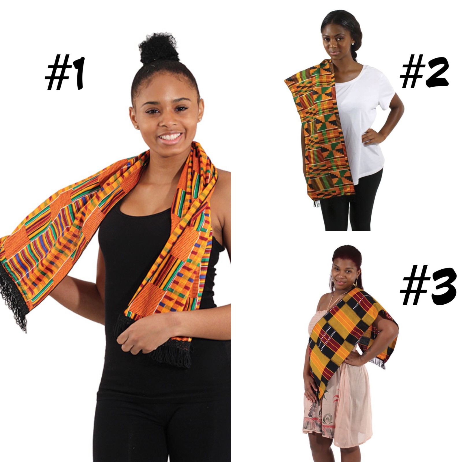 Kente Scarf 100% Cotton African Print Unisex African Kente Scarf Table Runner
