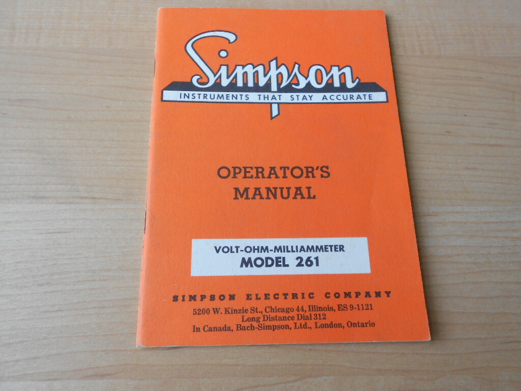 1963 Simpson 261 Volt-Ohm-Millammeter Operators Manual Original