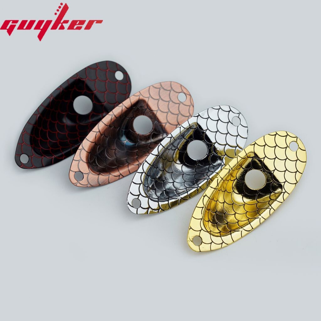 Guyker Oval Curved Metal Jack Plate Snake Scale Pattern For Electric Guitar Bass