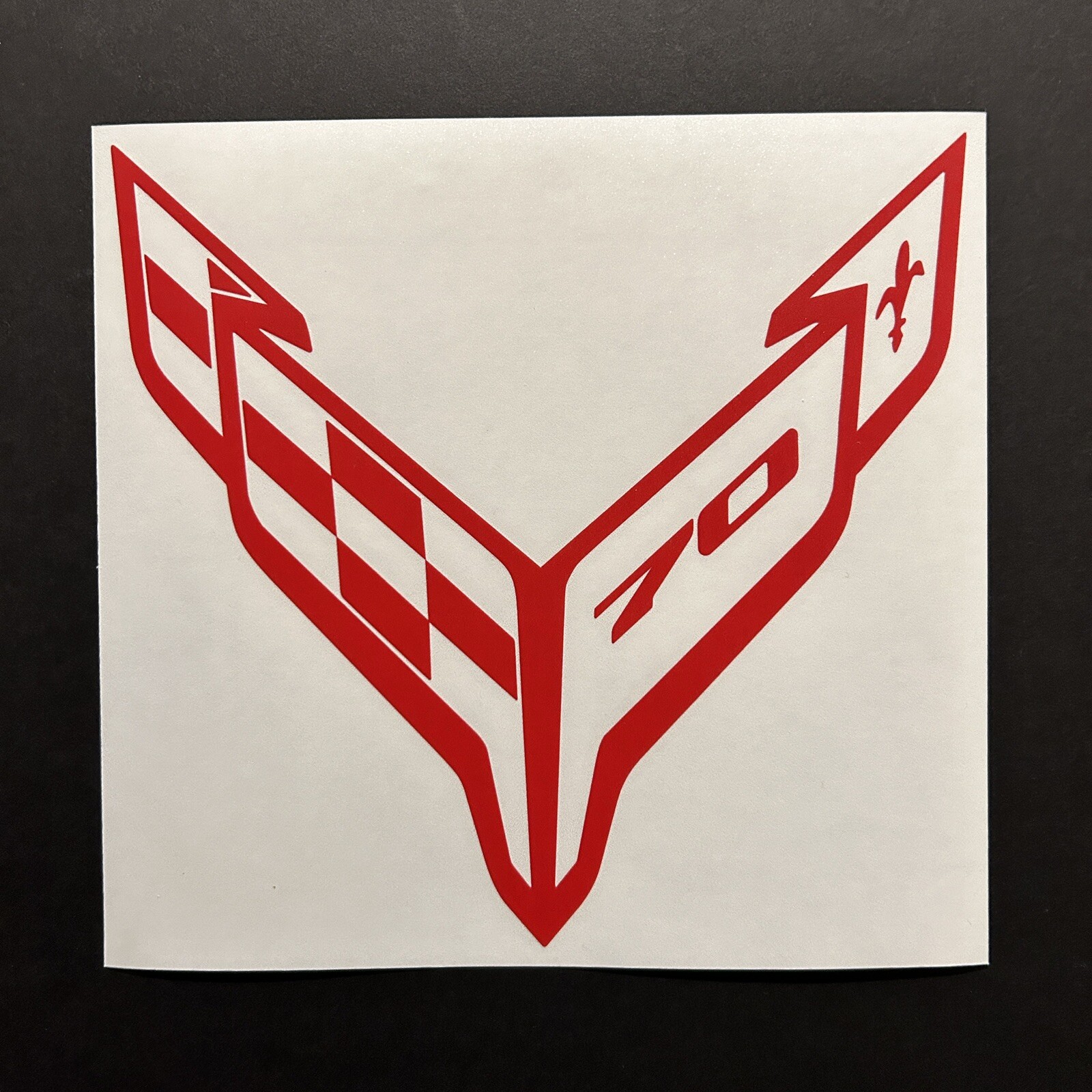 CUSTOM 2023 70th C8 CORVETTE Stingray Z51 Z06 Crossed Flags Emblem Outline Decal