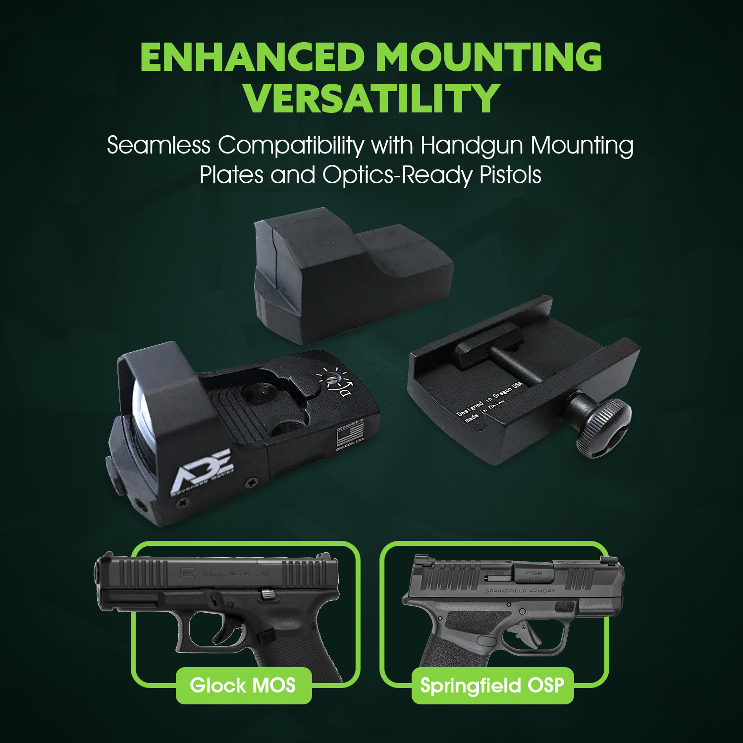 Ade RD3-006 GREEN Dot Reflex Sight + RUGER Security 380 pistol Optic Mount Plate
