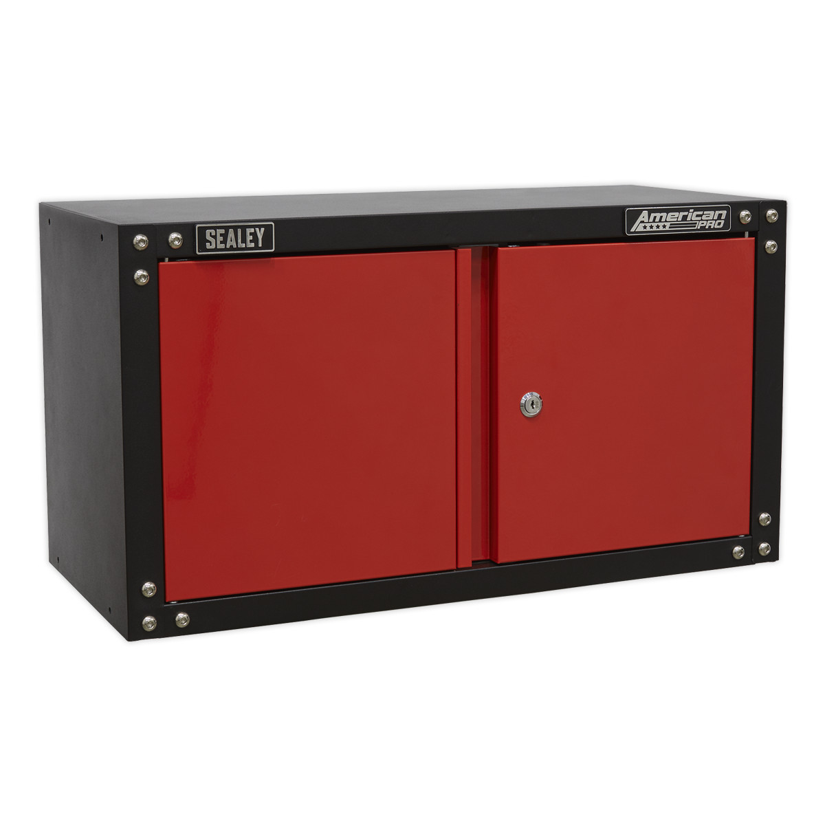 Sealey Modular 2 Door Wall Cabinet With Lock & Two Keys 665mm Red/Black APMS85