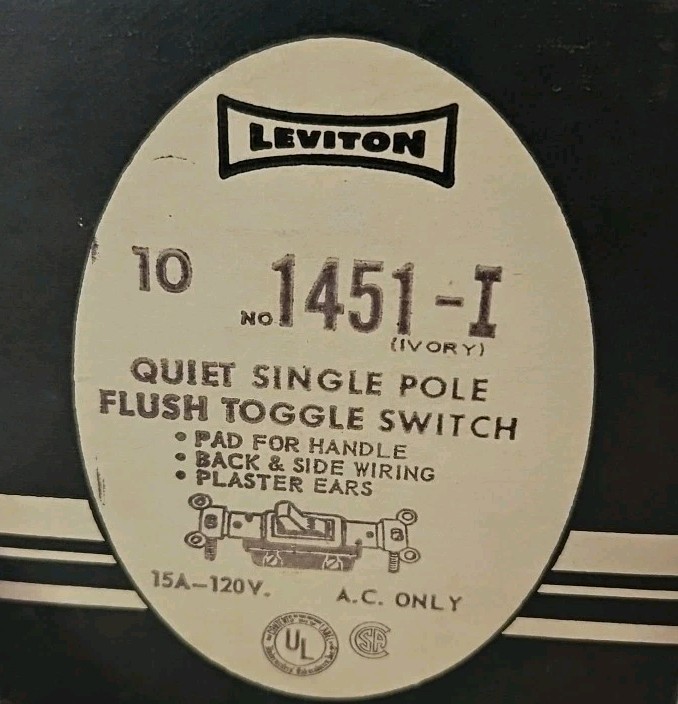 LEVITON IVORY 15A Single-Pole TOGGLE Light SWITCH Wall NEW 1451-I Ivory Lot Of 9