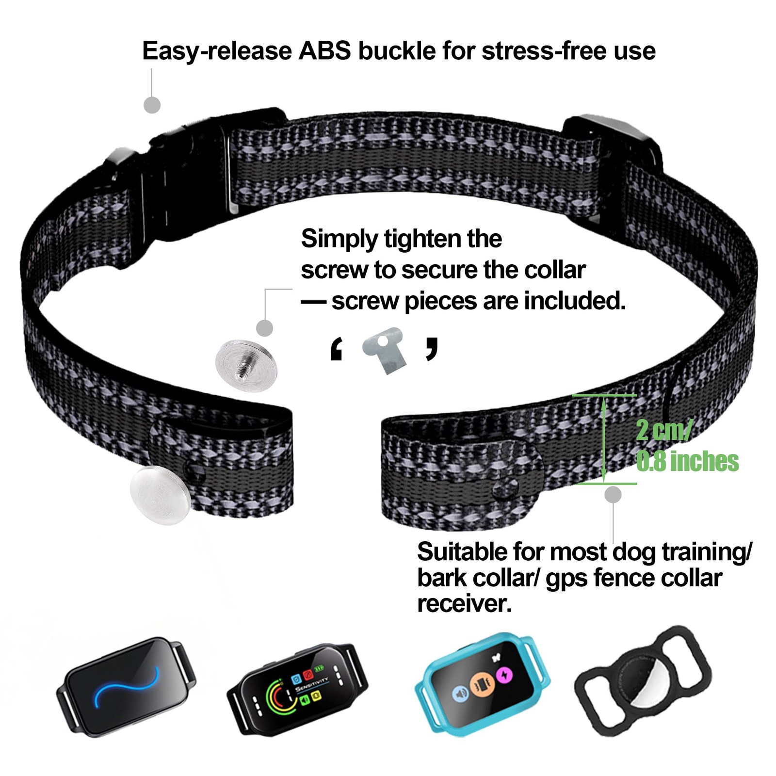 Collar Replacement Strap for Dogs, Durable Reflective Nylon Replace Belt for ...