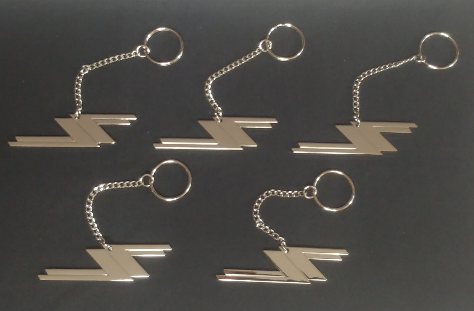 PACK OF 5 ZZ TOP ORIGINAL KEY RING CHAIN SILVER CHROME LONG KEYCHAIN - WHOLESALE