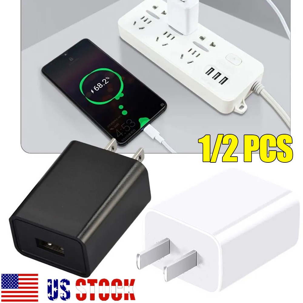 1/2x USB Wall Charger, 5V 2A Charger Power Adapter, Fast Charging Block,Charging