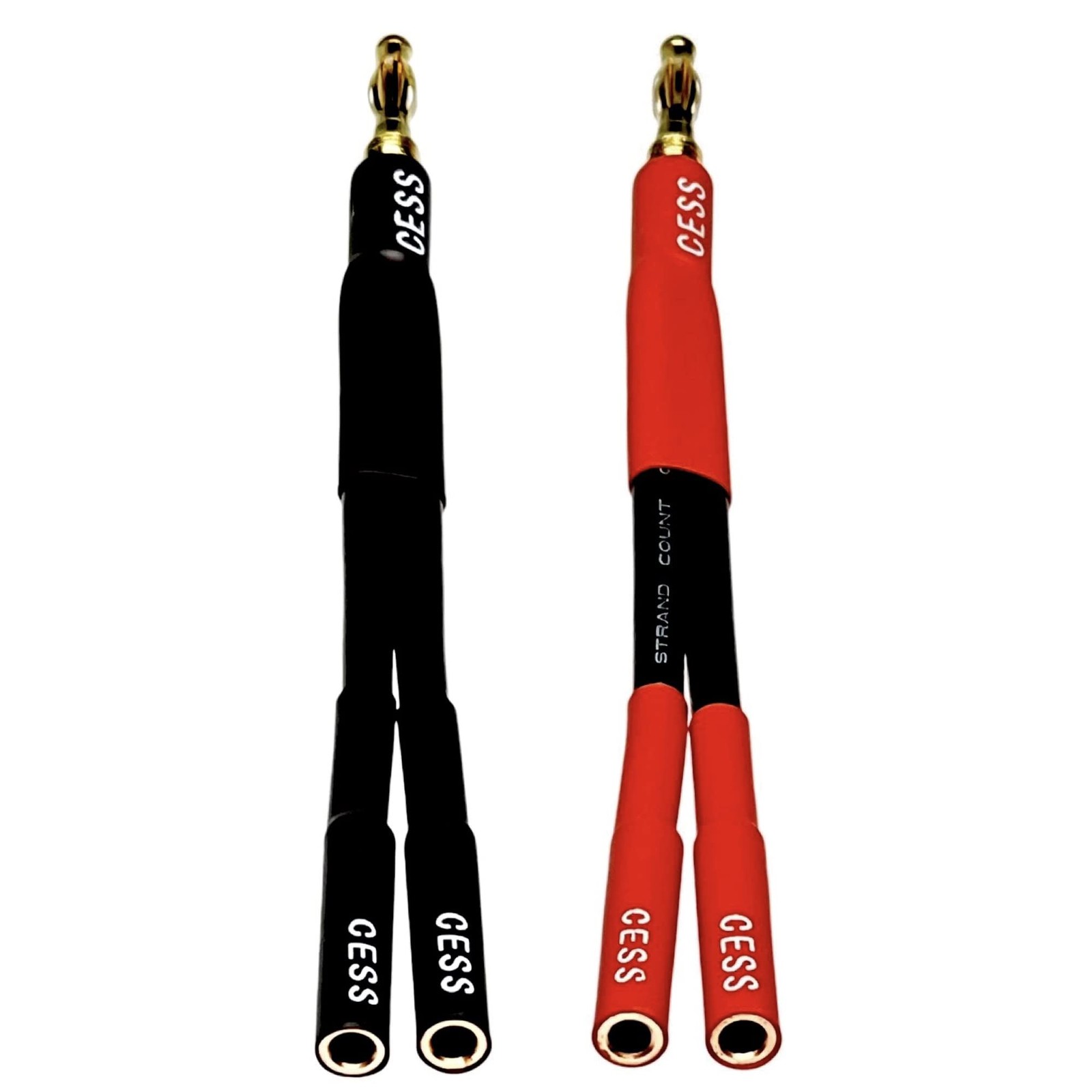 CNCESS CESS-142x2 Banana Plug Splitter 2-in 1-Out, (2-Pack) Black, Red