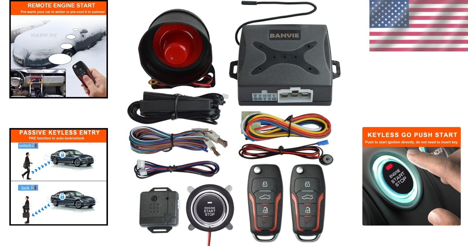 Remote Keyless Entry & Engine Start: PKE Car Alarm System for Gasoline Vehicles