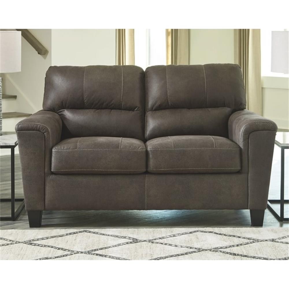 Bowery Hill Contemporary 39"H x 61"W x 38"D Fabric Loveseat in Smoke