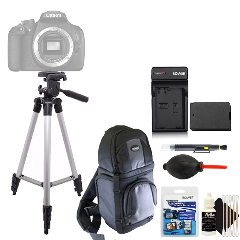 Tall Tripod + Replacement LP-E10 Battery + Screen Protector + 3pc Cleaning Kit