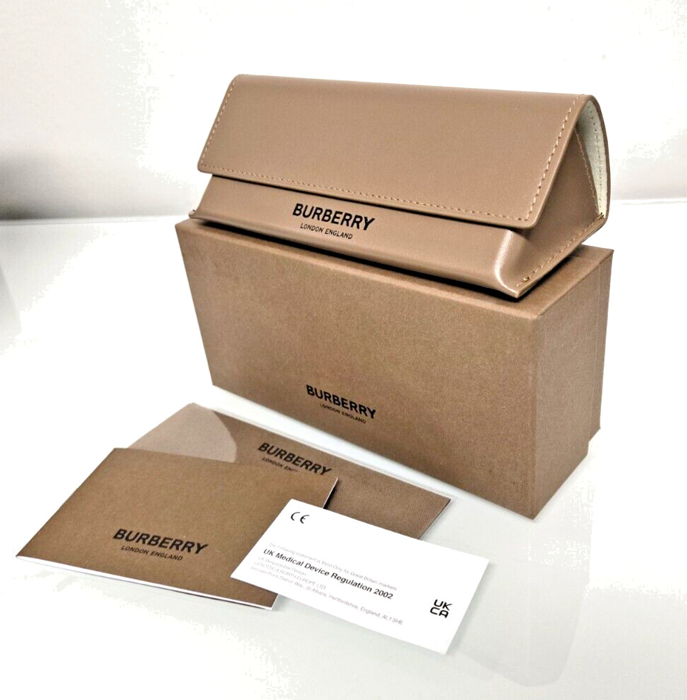 NEW!! BURBERRY CAMEL BROWN SOFT LEATHER EYEGLASSES-SUNGLASSES CASE BOX & CLOTH!!