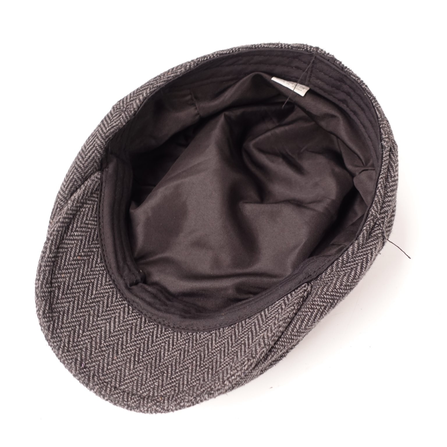 Boys Wool Blend Flat Cap Herringbone Pattern Gray Adjustable Hat