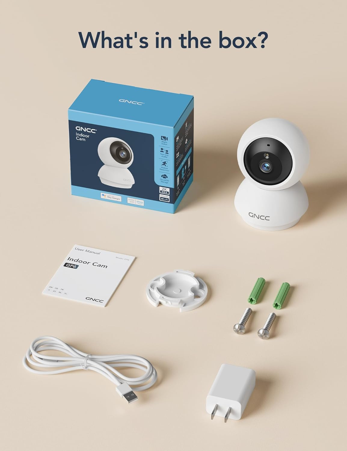 2K Wifi Cameras for Home Security, Security Camera Indoor, Baby/Pet Camera with