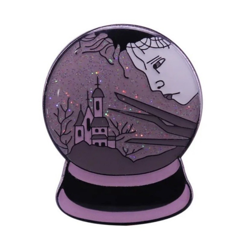 Edward Scissorhands Movie Edward Gazing Into Snow Globe Enamel Metal Pin UNUSED