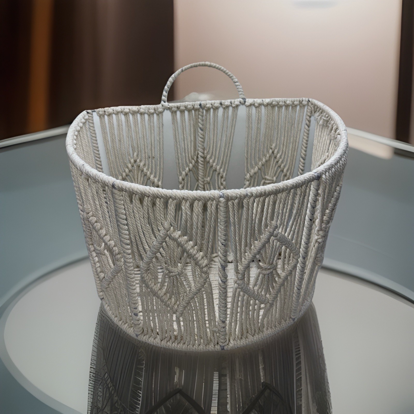 Ashland Macrame & Wire Hanging Basket Organizer EUC