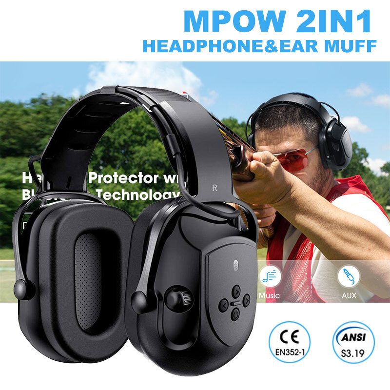 Mpow Bluetooth Ear Muffs Noise Reduction Earmuffs Safety Hearing Protection 36dB