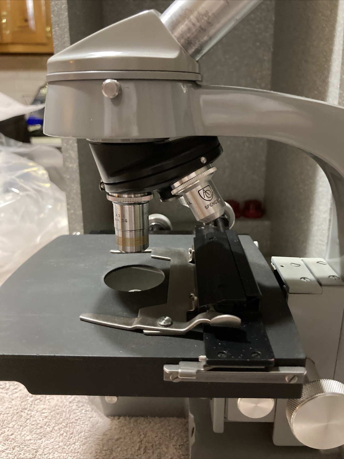 American Optical Spencer Microscope In Original Box With Eyepieces