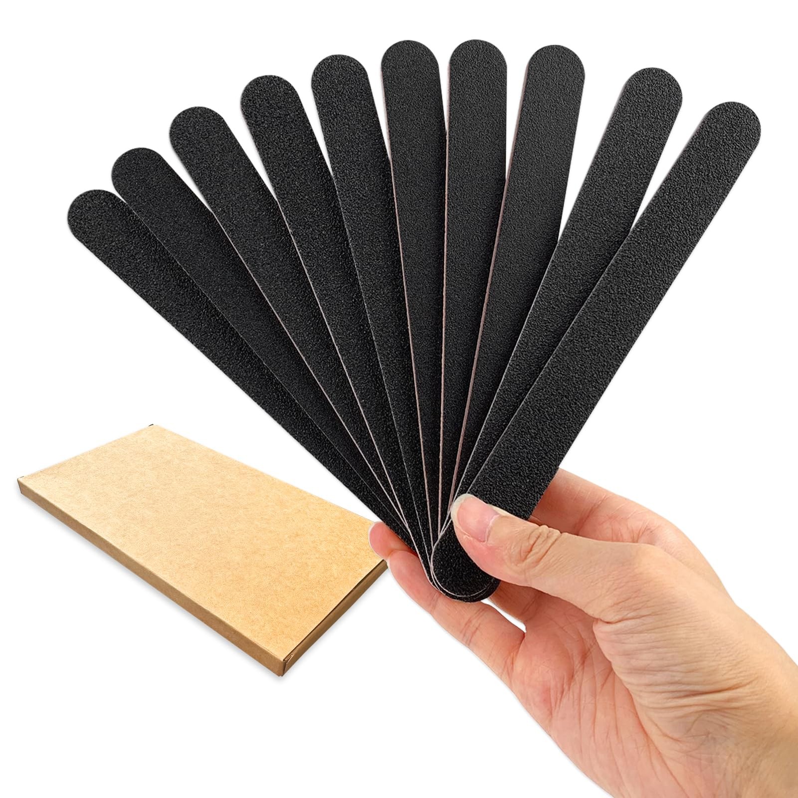 HeeYaa 10 Pack Nail Files, Professional Double 10 Count (Pack of 1), Black
