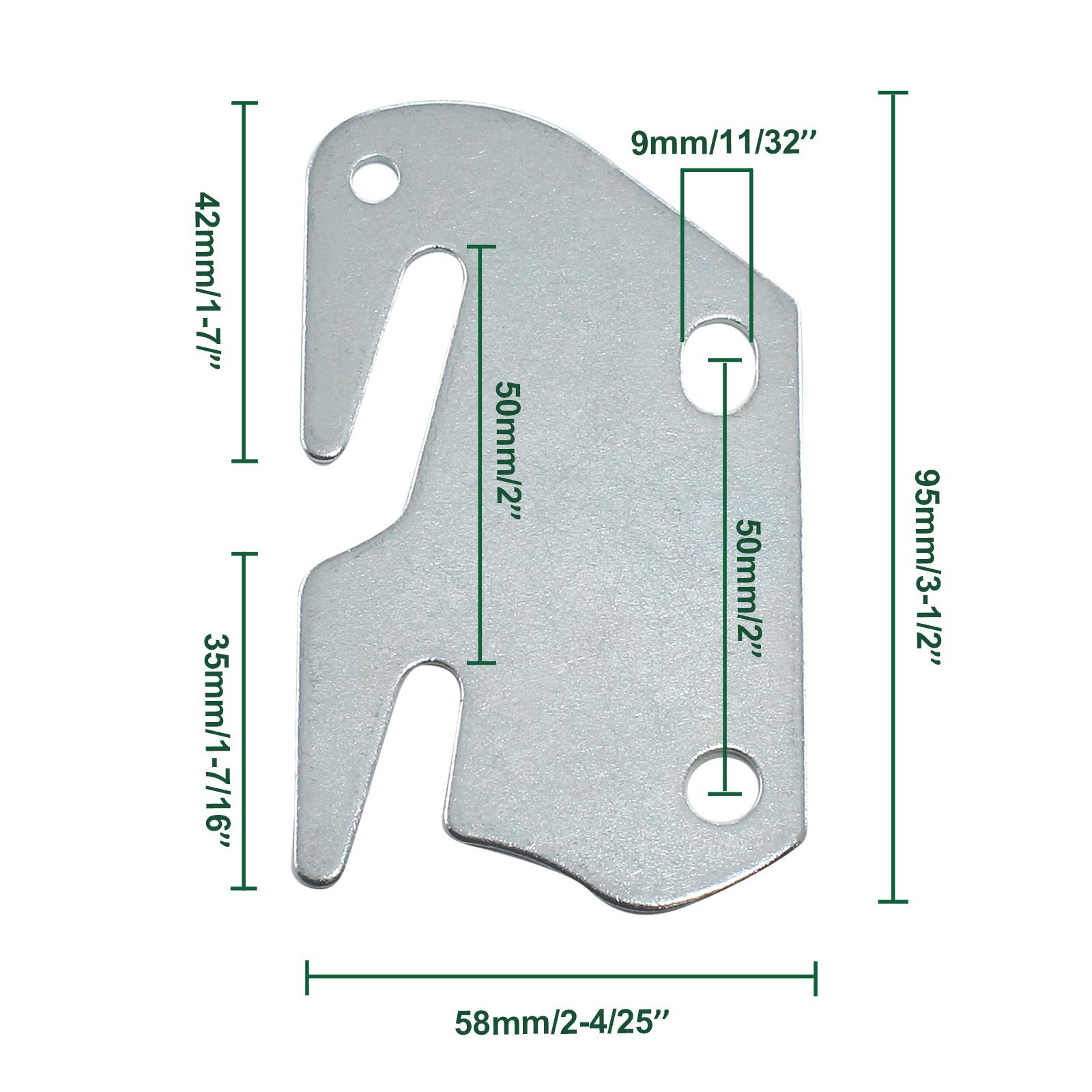 Bed Frame Hook Plates 4 Pack Wooden Bed Rail Brackets with Pins Set