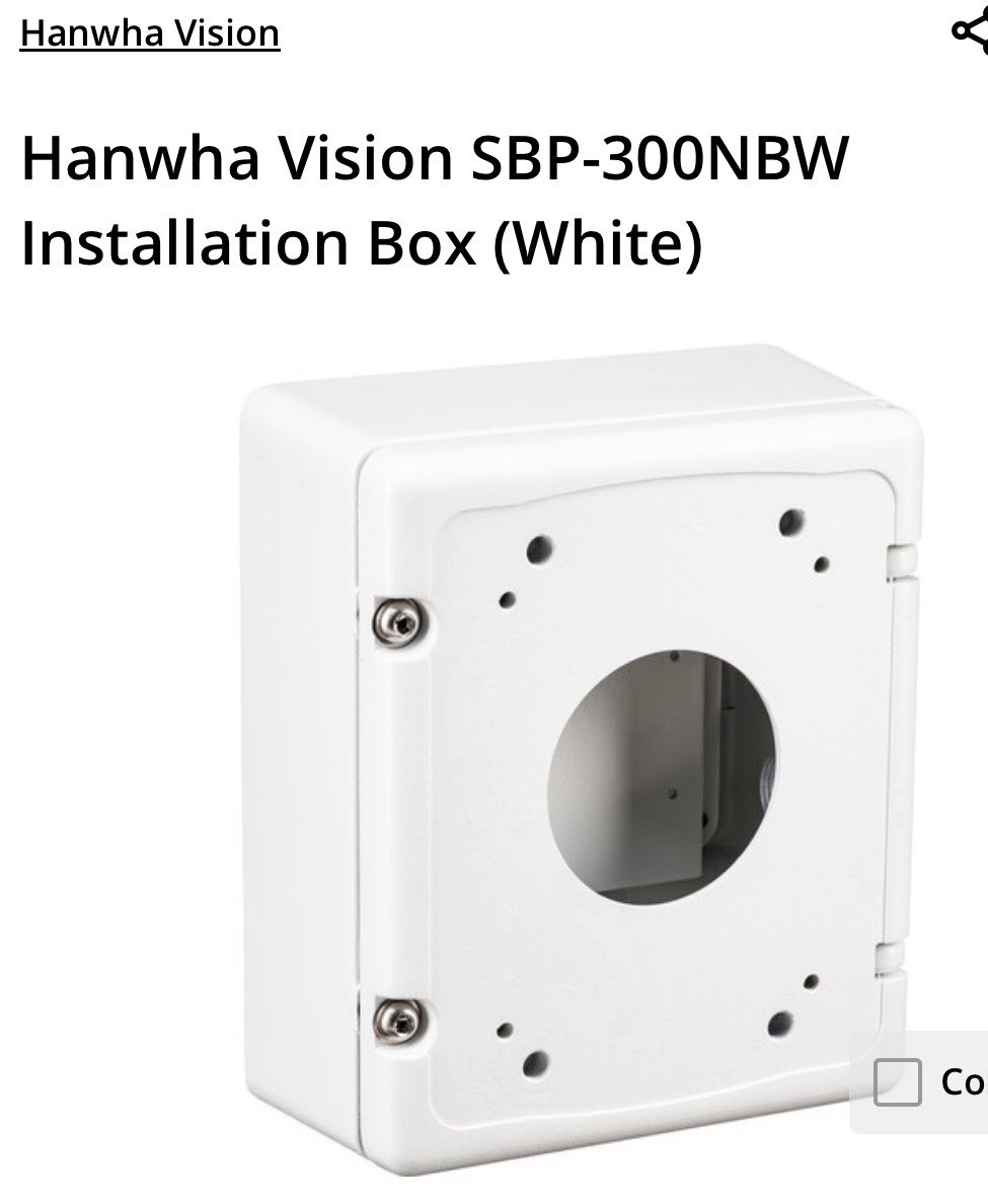 *NEW* Hanwha Vision IP Camera Installation Wall Mount Bracket SBP-300NBW (White)