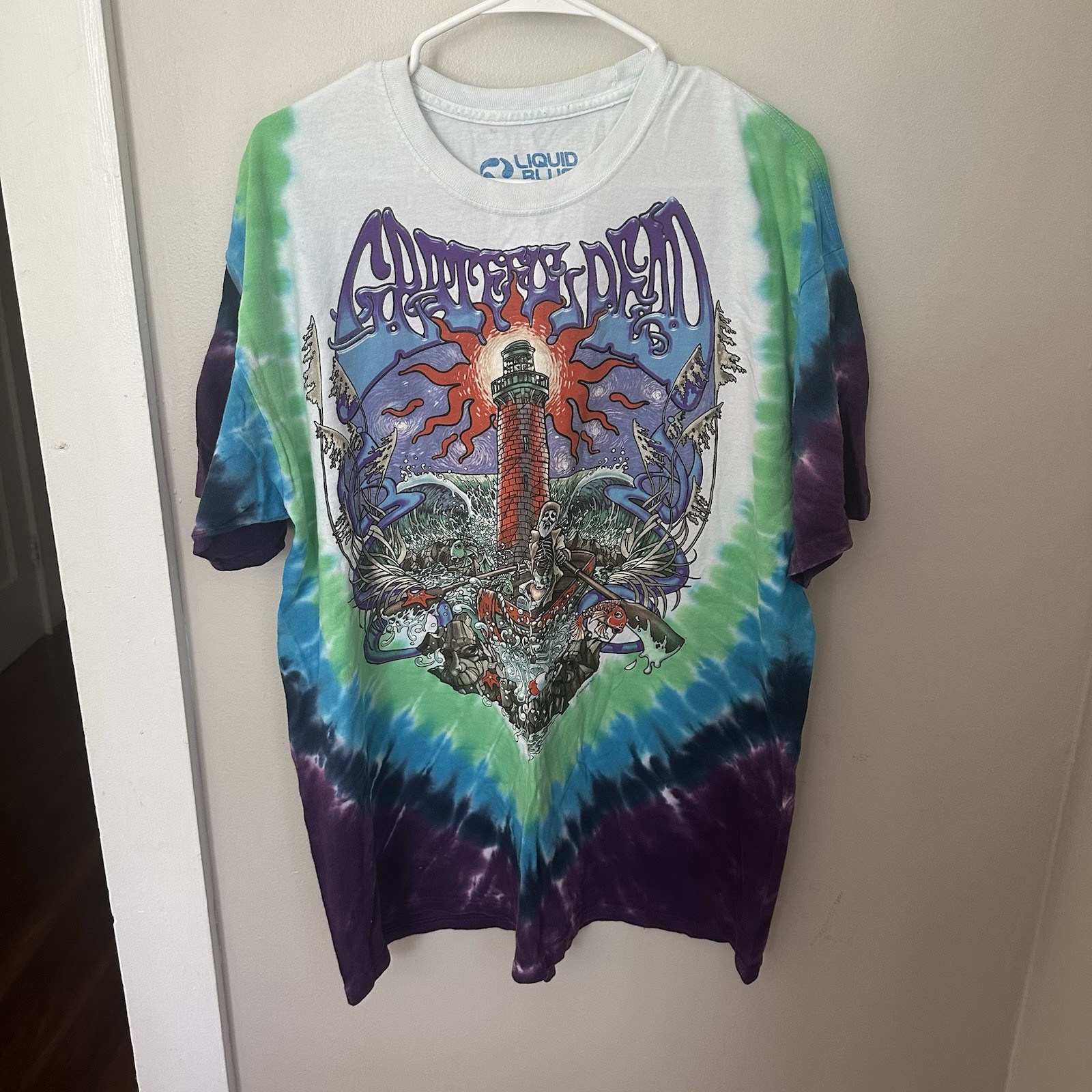 Liquid Blue Grateful Dead Watch Tower XL Tie Dye Lighthouse pirate T Shirt