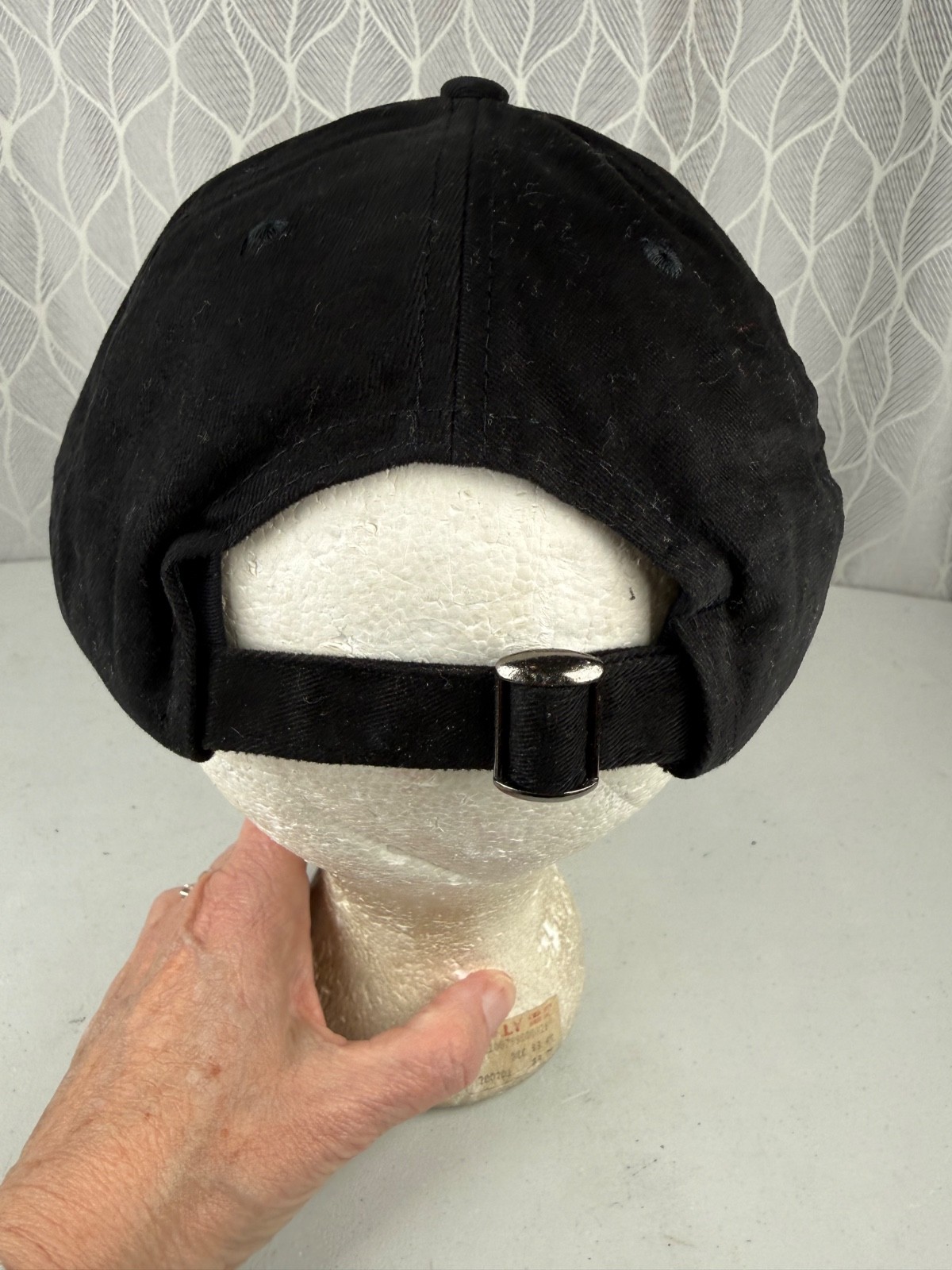 Delphi Racing w Red White on Black hat Cap Brushed Cotton Strap Buckle