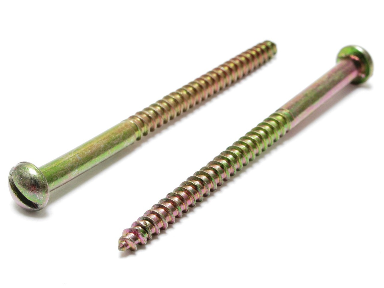 #8 x 2-1/2 Inch Slotted Round Head Steel Wood Screw, 100pcs