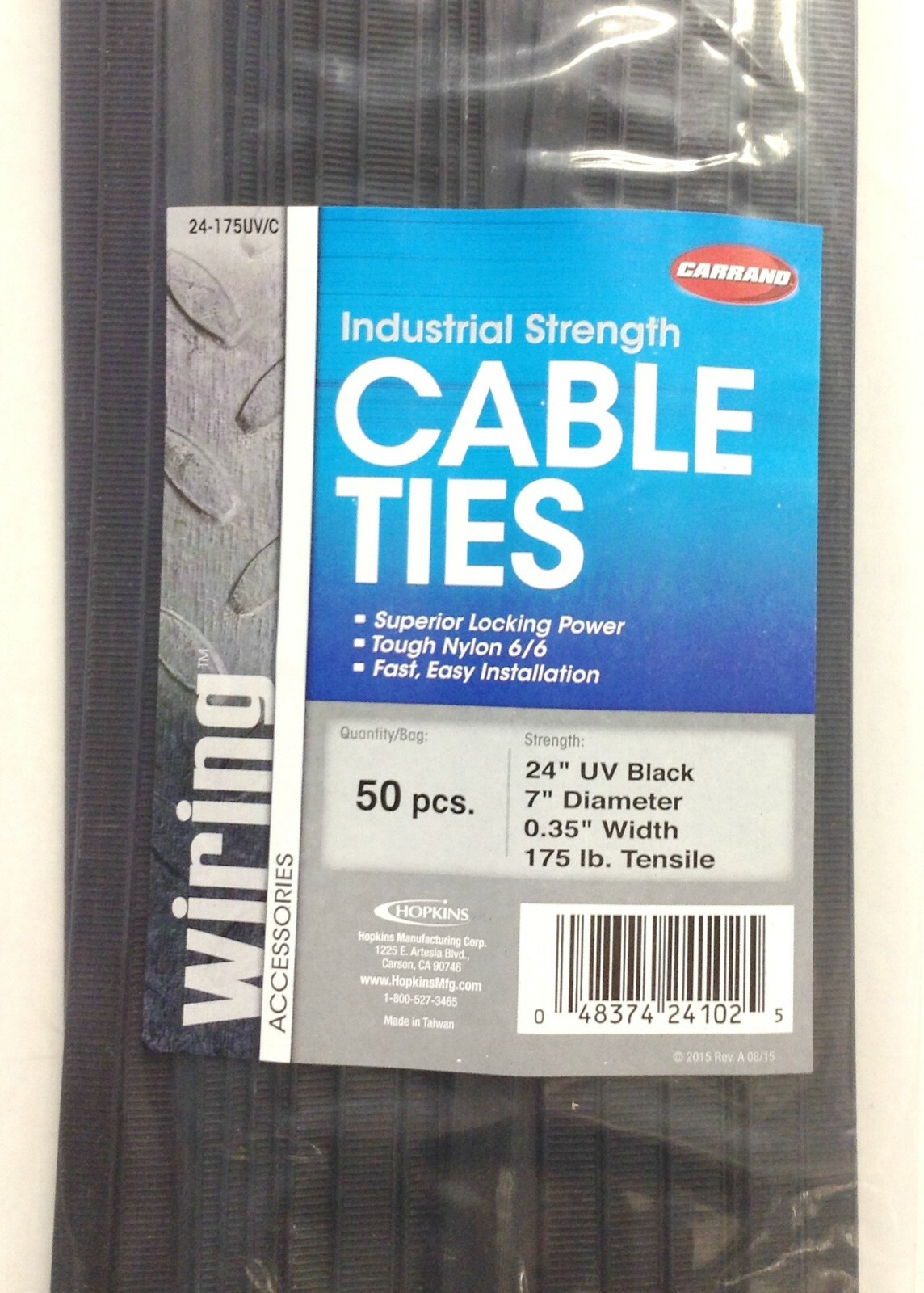 (200) Heavy Duty Industrial Strength 175 Lb Black 24 inch Cable Wire Zip Ties