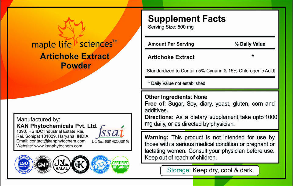 Artichoke Extract Powder For fat digestion metabolism & Cardiovascular support