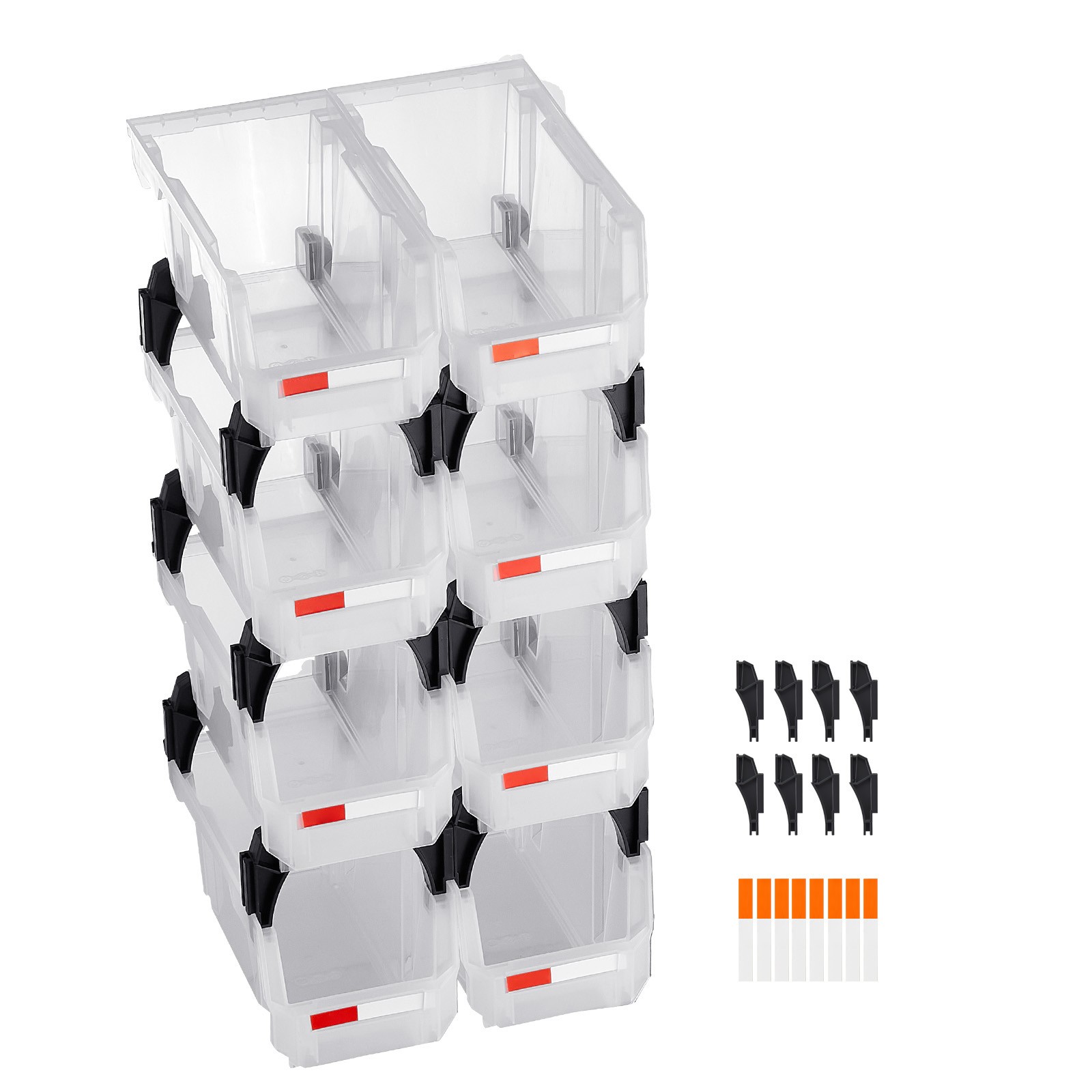 Uimoso Plastic Stackable Storage Containers Set of 8Transparent GarageOrganizers