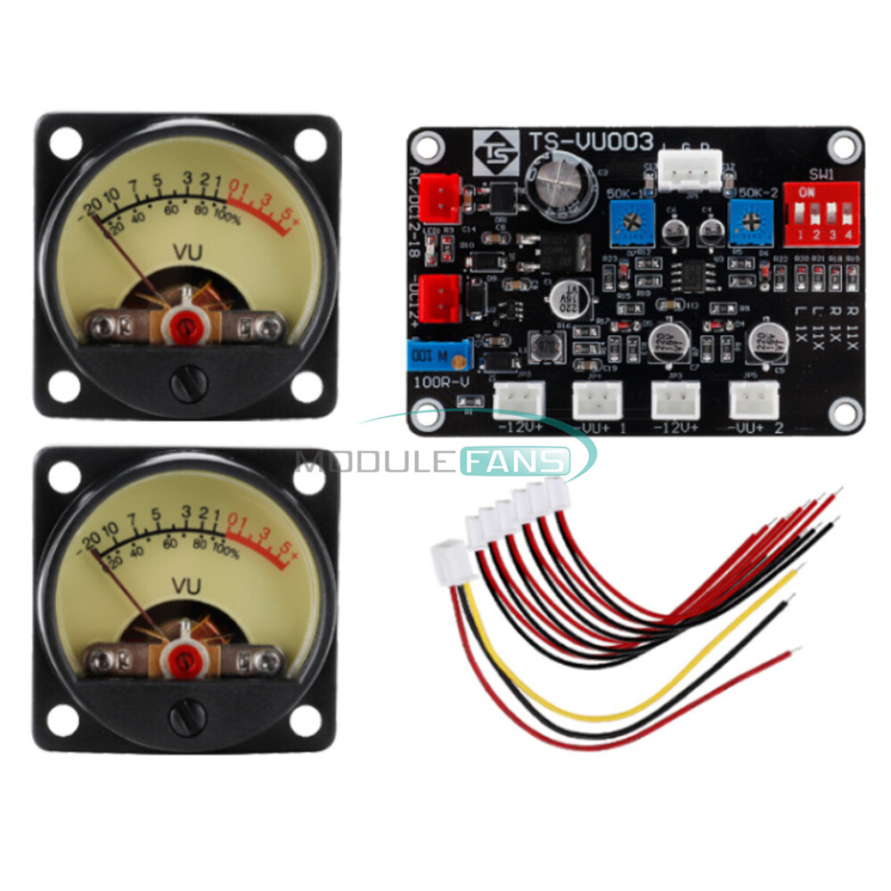 2PC TR-35 VU Meter Header DB Level Audio Amplifier + Power Supply Driver Board