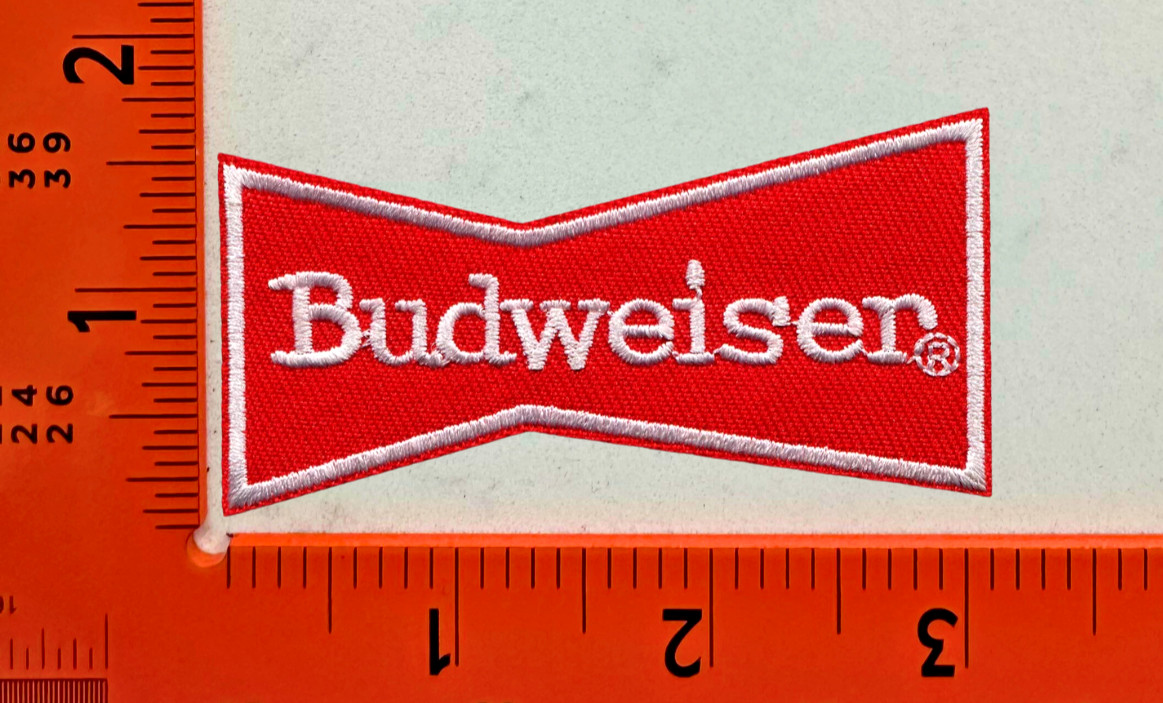 Budweiser Patch – Classic Beer Logo – Embroidered Iron-On Drinking Bar Applique