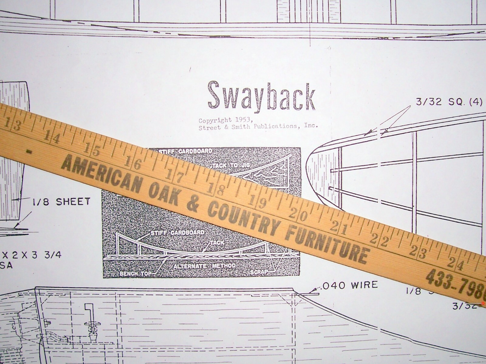 Air Trails SWAYBACK PLAN + CONSTRUCTION ARTICLE for 36" 1/2A FF Model Airplane