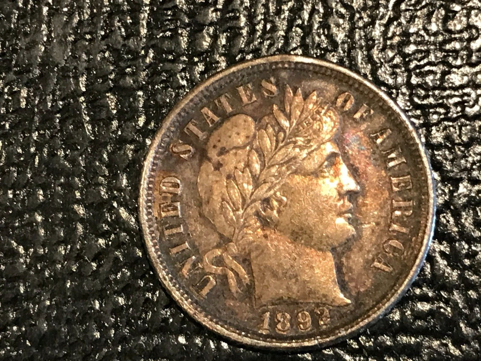 LOVE TOKEN "JGT" AU+ DETAILS 1892 BARBER SILVER DIME-OBVERSE RINING-DEC112