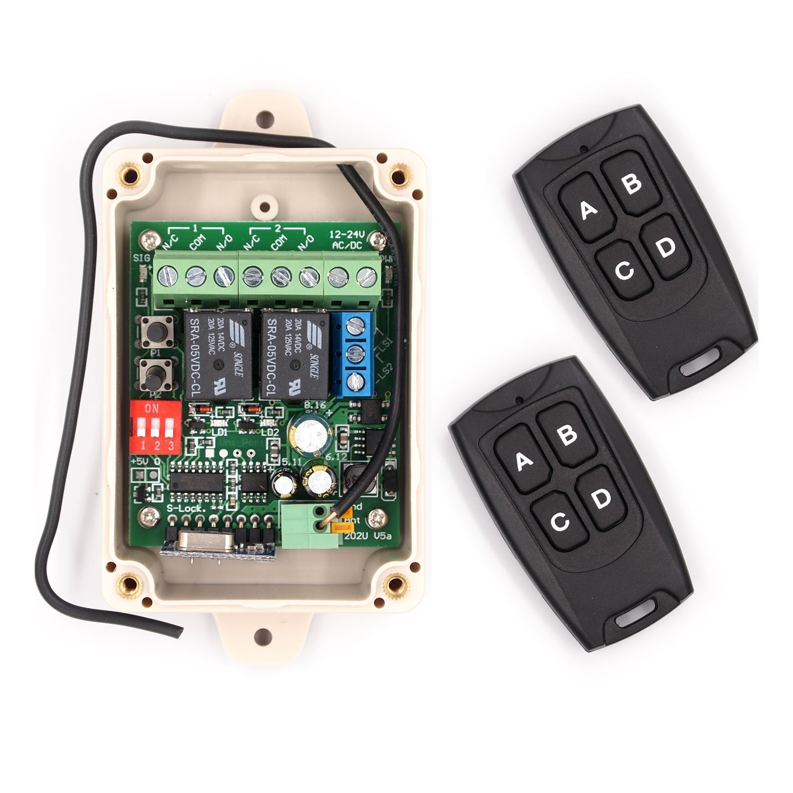 Solidremote 12V - 24V Secure Wireless RF Remote Control Relay Switch Universa...