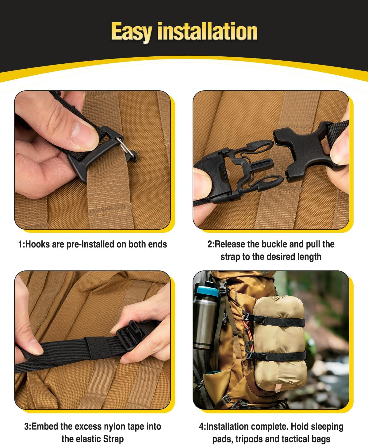 MOLLE Tactical Backpack Straps Rush Tier System Molle Attachment for Tripod Gear