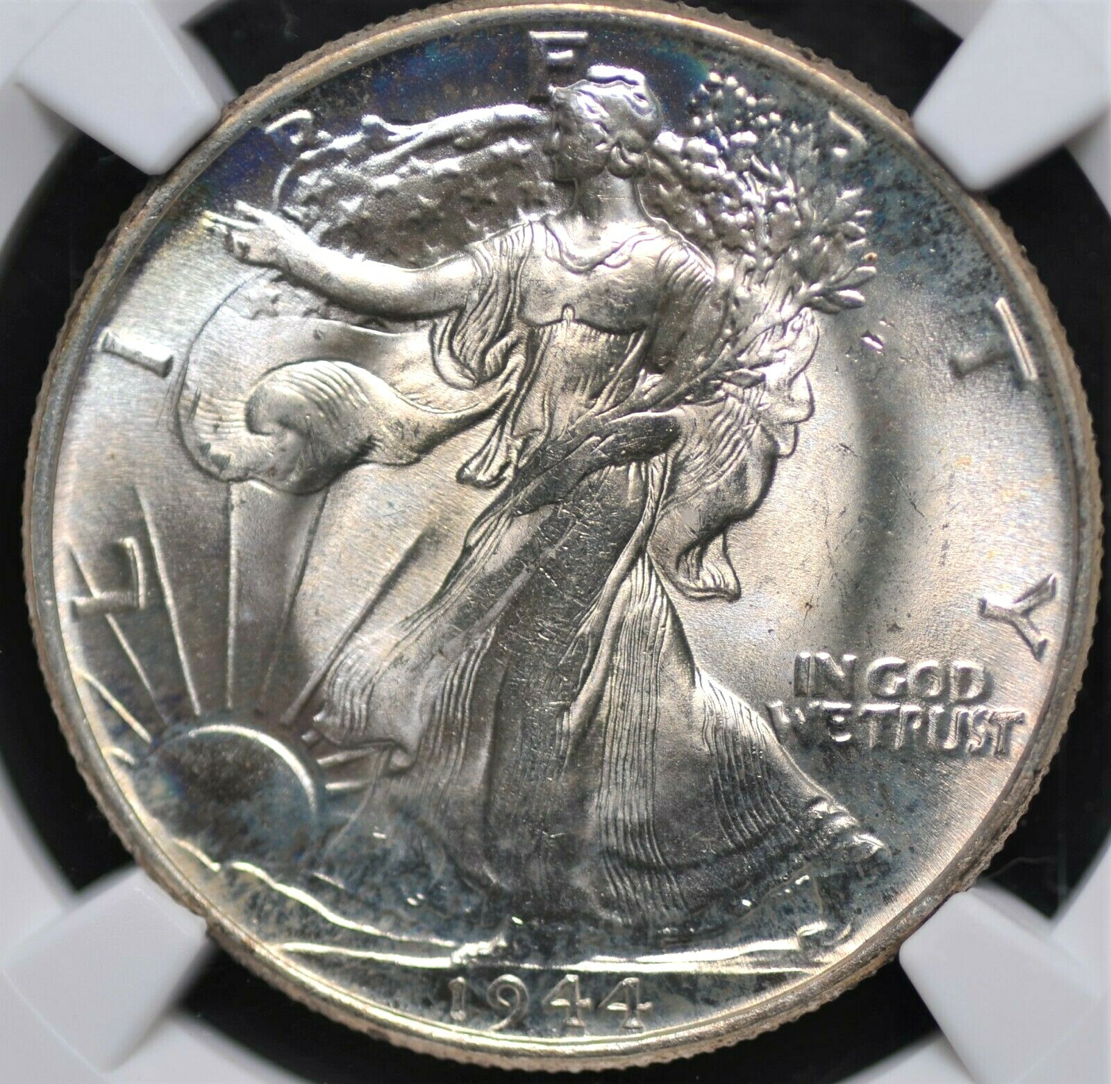 1944 WALKING LIBERTY HALF DOLLAR NGC MS 65 LUSTROUS GEM WITH SUBTLE ASHEN BLUE