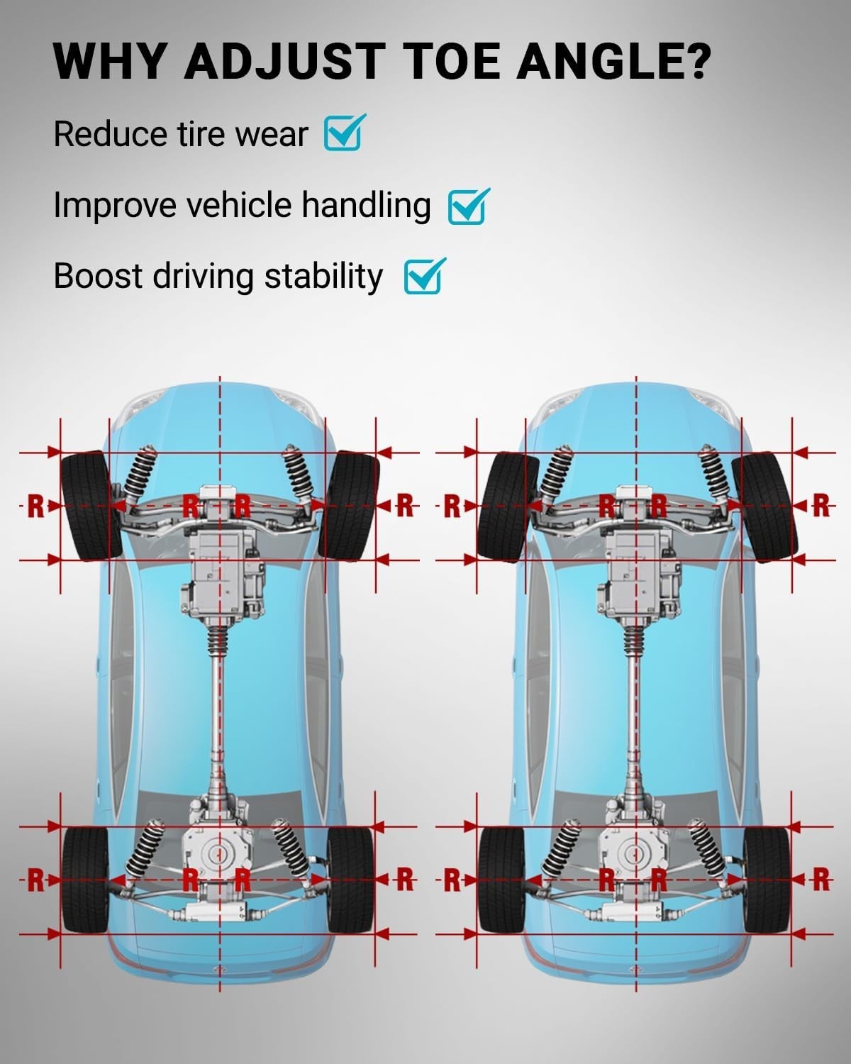 Effortless Wheel Alignment Tool – Stainless Steel Plates for DIY Toe Adjustments