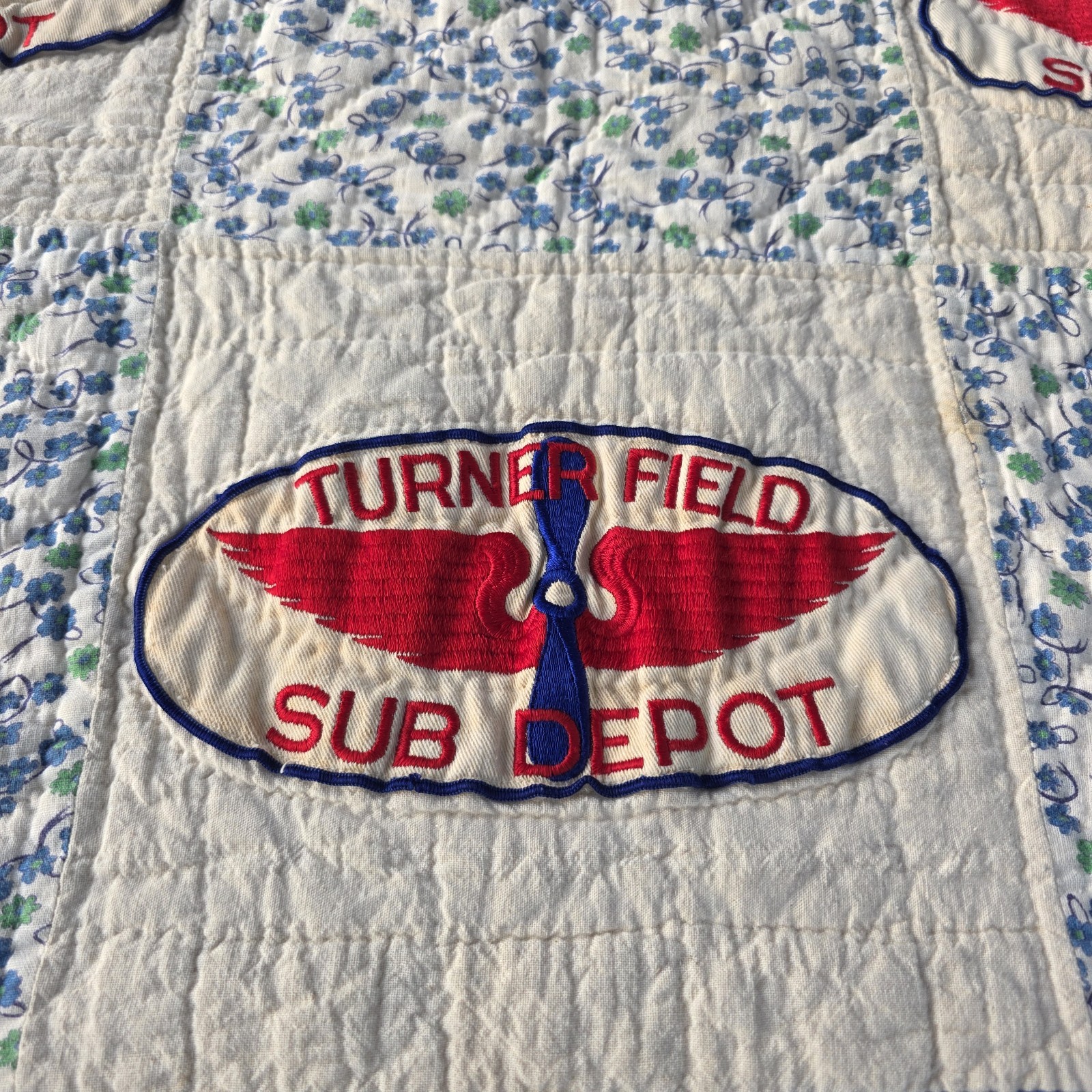 WWII USAAF Turner Field Sub Depot RARE 4x10 Patch Quilt Aviation Military 32x53